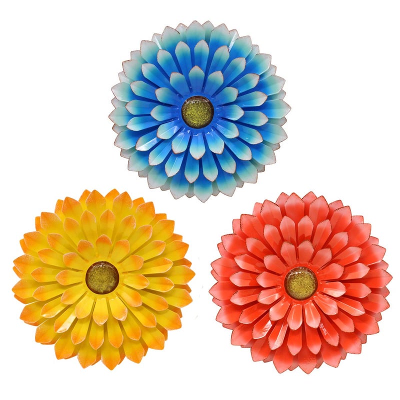 Goodeco Metal Wall Art Flowers - Sunflower Gifts for Women- Large Iron Floral Wall Decor for Balcony/Patio/Porch/Office/Bedroom/Living Room,Best Wall Decor Gift idea 13" (3pack) - Image 1